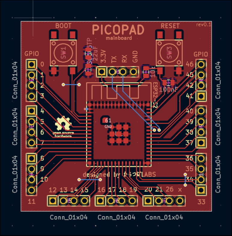 pcb layout for the v0.1 board